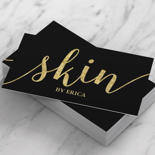 Skin Care Gold Script Aesthetician Elegant Business Card (Creator Uploaded)