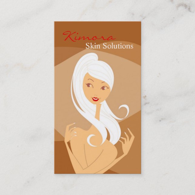 Skin Care Massage Spa Vector Girl Business Card (Front)