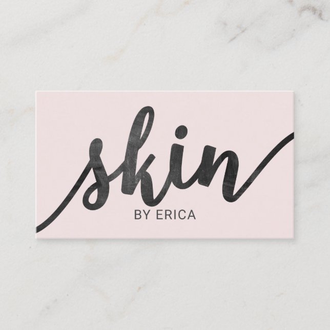 Skin Care Typography Blush Pink Aesthetician Spa Business Card (Front)