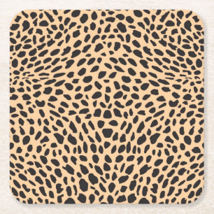 Skin cheetah decor square paper coaster