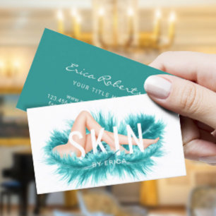 Skin Clinic & Laser Hair Removal Teal Feather Business Card