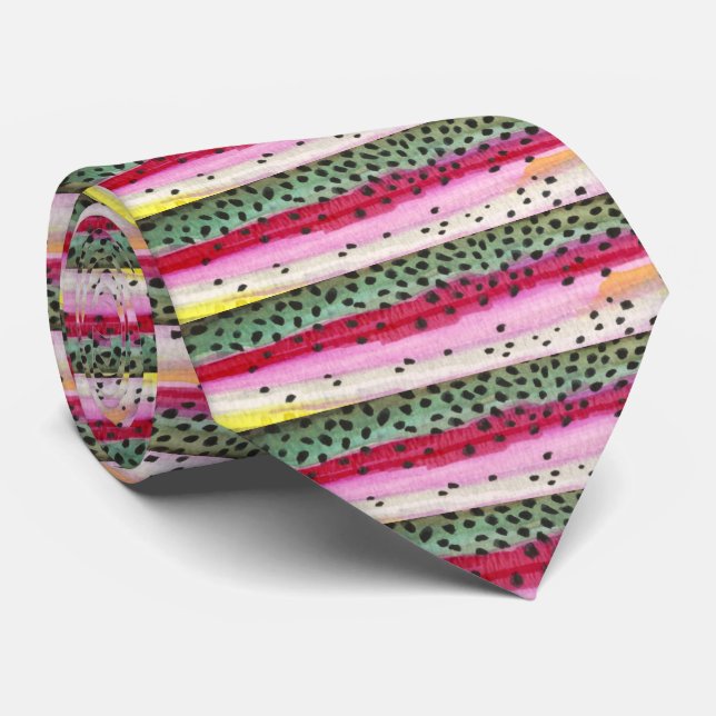 Skin of the Rainbow Trout Fishing Tie (Rolled)