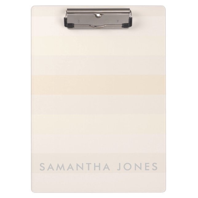 Skin Peach Ombre Simple Stripe Personalise Name Clipboard (Front)