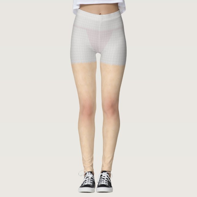 Skin Texture With White See Through Shorts Leggings (Front)