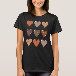 Skin Tone Hearts Black History Melanin Afro Africa T-Shirt