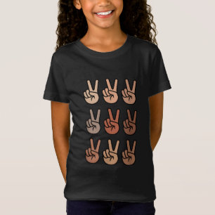 Skin Tone Peace Sign Be Kind Melanin Black History T-Shirt