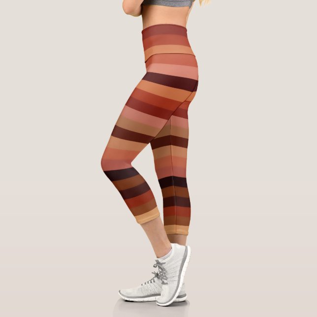 Skin Tone Rainbow Stripes Capri Leggings (Left)
