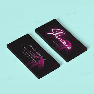  Skincar Hot Pink Neon & Smoke Handwritten Script  Business Card