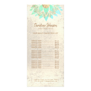 skincare aesthetician aqua lotus on faux gold foil rack card