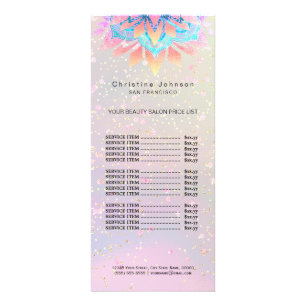 skincare aesthetician faux glitter price list rack card