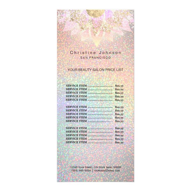 skincare aesthetician pink lotus price list rack card (Front)