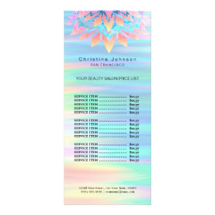 skincare aesthetician price list rack card