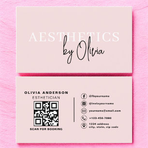Skincare Aesthetician QR Code Blush Pink  Business Card