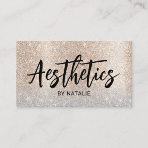 Skincare Aesthetician Rose Gold Glitter Aesthetics Business Card