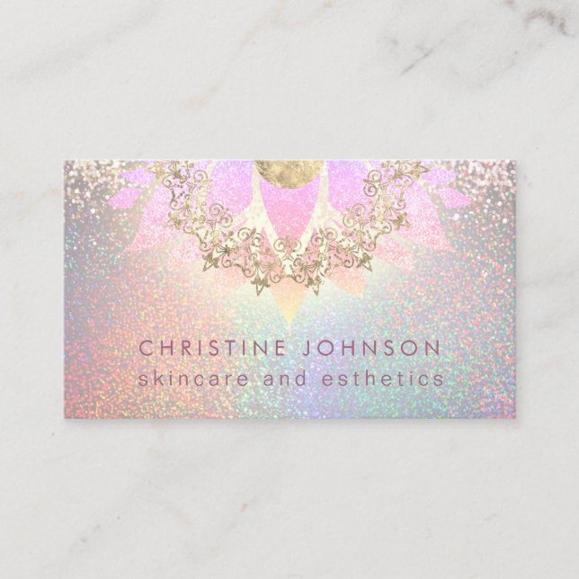 skincare and aesthetics pink decor business card (Front)