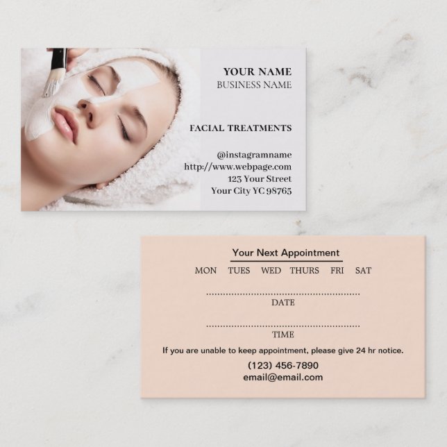 Skincare & Beauty Salon Business Card (Front/Back)
