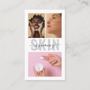Skincare Bold Typography Photo Collage Qr Code  Business Card
