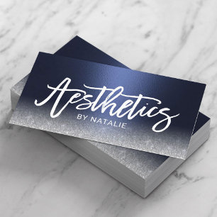 Skincare Esthetician Modern Navy Blue Aesthetics Business Card