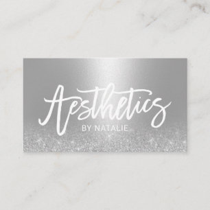 Skincare Esthetician Modern Silver Aesthetics Business Card