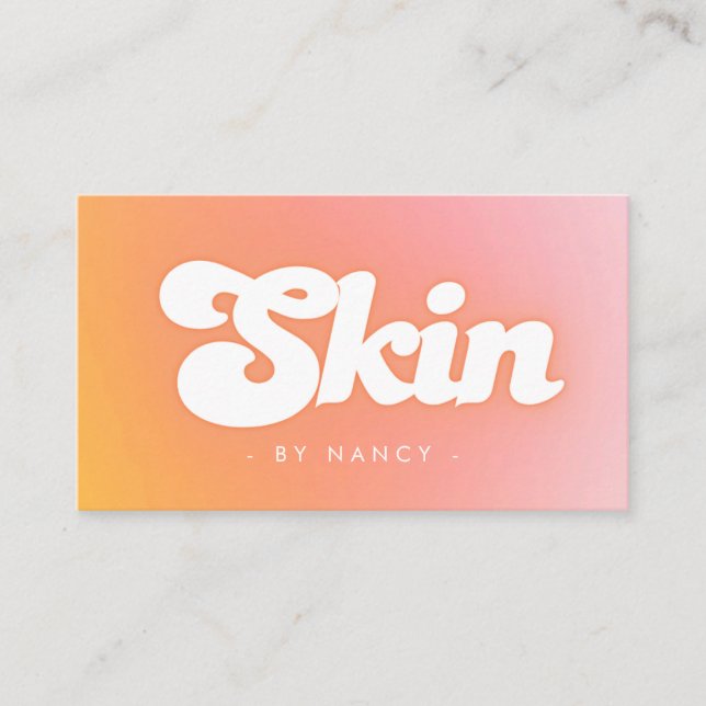 Skincare Groovy Retro Peach  Business Card (Front)