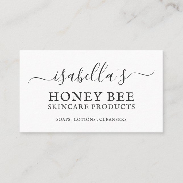 Skincare Handwritten Script Skincare Business Card (Front)