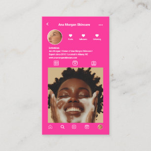 Skincare Instagram Photo Grid pink QR Code  Business Card