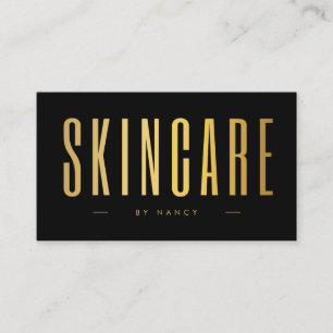 Skincare Minimalist Black And Gold  Business Card