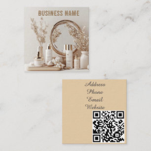 Skincare Products With Floral Accents Square Business Card