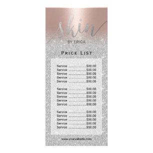 Skincare Salon Aesthetician Rose Gold Price List Rack Card