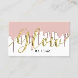 Skincare Salon Glow Aesthetician Rose Gold Drips Business Card