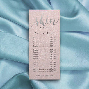 Skincare Salon Spa Aesthetician Elegant Price List Rack Card