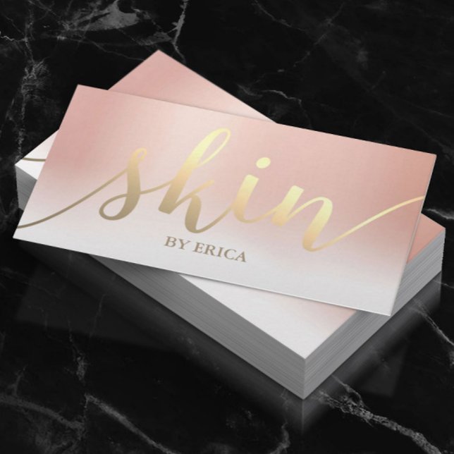 Skincare Salon Spa Aesthetician Rose Gold Pastel Business Card (Creator Uploaded)