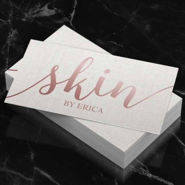 Skincare Salon Spa Esthetician Rose Gold Script Business Card (Creator Uploaded)
