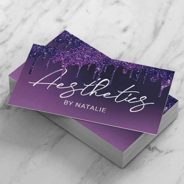 Skincare Spa Aesthetician Elegant Purple Aesthetic Business Card (Creator Uploaded)