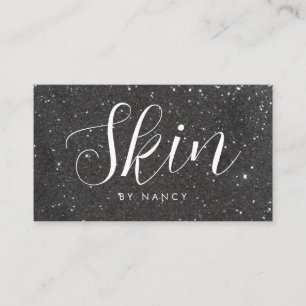 Skincare Typography Black Glitter  Business Card