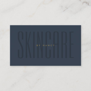 Skincare Typography Navy Blue Minimalist  Business Card