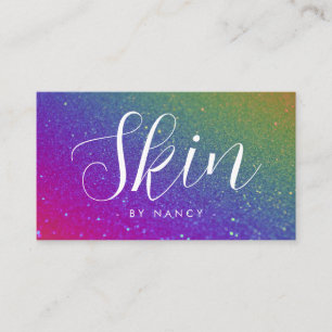 Skincare Typography Rainbow Glitter  Business Card