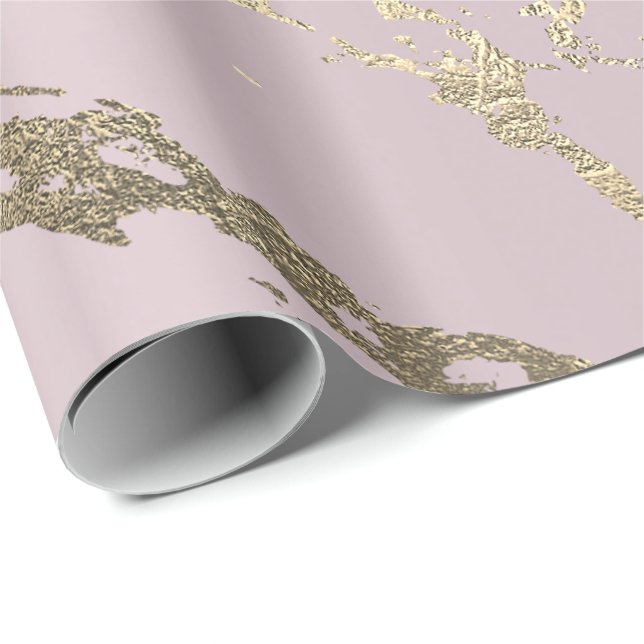 Skinny Amethyst  Gold Marble Shiny Glam Abstract Wrapping Paper (Roll Corner)