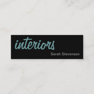 Skinny Black Blue Interior Designer Business Card