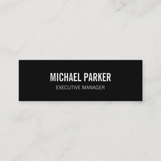 Skinny Black White Bold Text Stylish Professional Mini Business Card (Front)