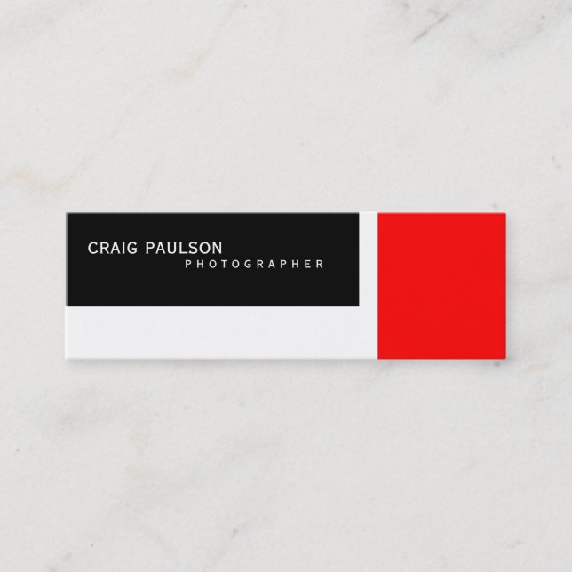 Skinny Black White Red Photography Business Card (Front)