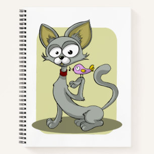 Skinny Cat and Pink Bird Notebook