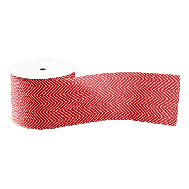 Skinny Chevron Red Grosgrain Ribbon (Spool)
