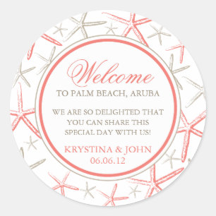Skinny Finger Starfish Wedding Welcome Classic Round Sticker