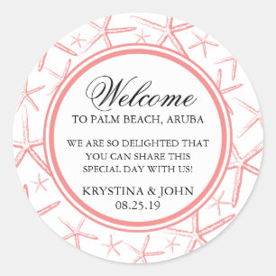 Skinny Finger Starfish Wedding Welcome Classic Round Sticker