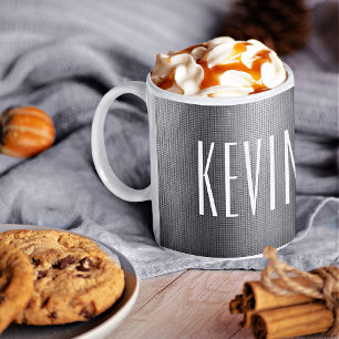 Skinny Font Name, Textured Metal 11oz or 15oz Coffee Mug