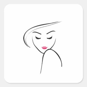 skinny girl in pink lipstick square sticker