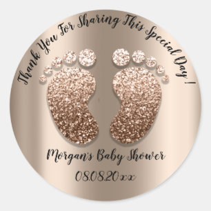 Skinny Glitter Feet Baby Shower Favour Thank You Classic Round Sticker