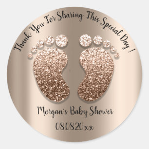 Skinny Glitter Feet Baby Shower Favour Thank You Classic Round Sticker