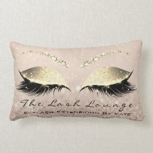 Skinny Gold Glitter Pink Makeup Eyes Lashes Beauty Lumbar Cushion
